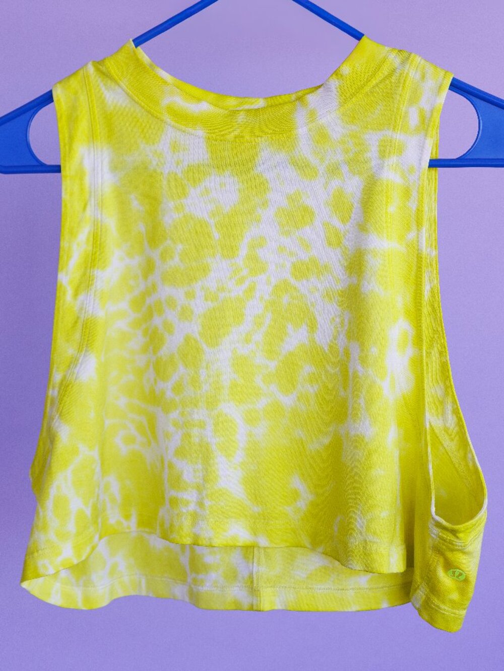 Lululemon Yellow Tie Dye Cropped Workout Top